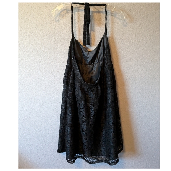 Betsey Johnson Black Prom Dress Eyelet Lace Halter Mini Cocktail Party 6 S/XS - Picture 5 of 15